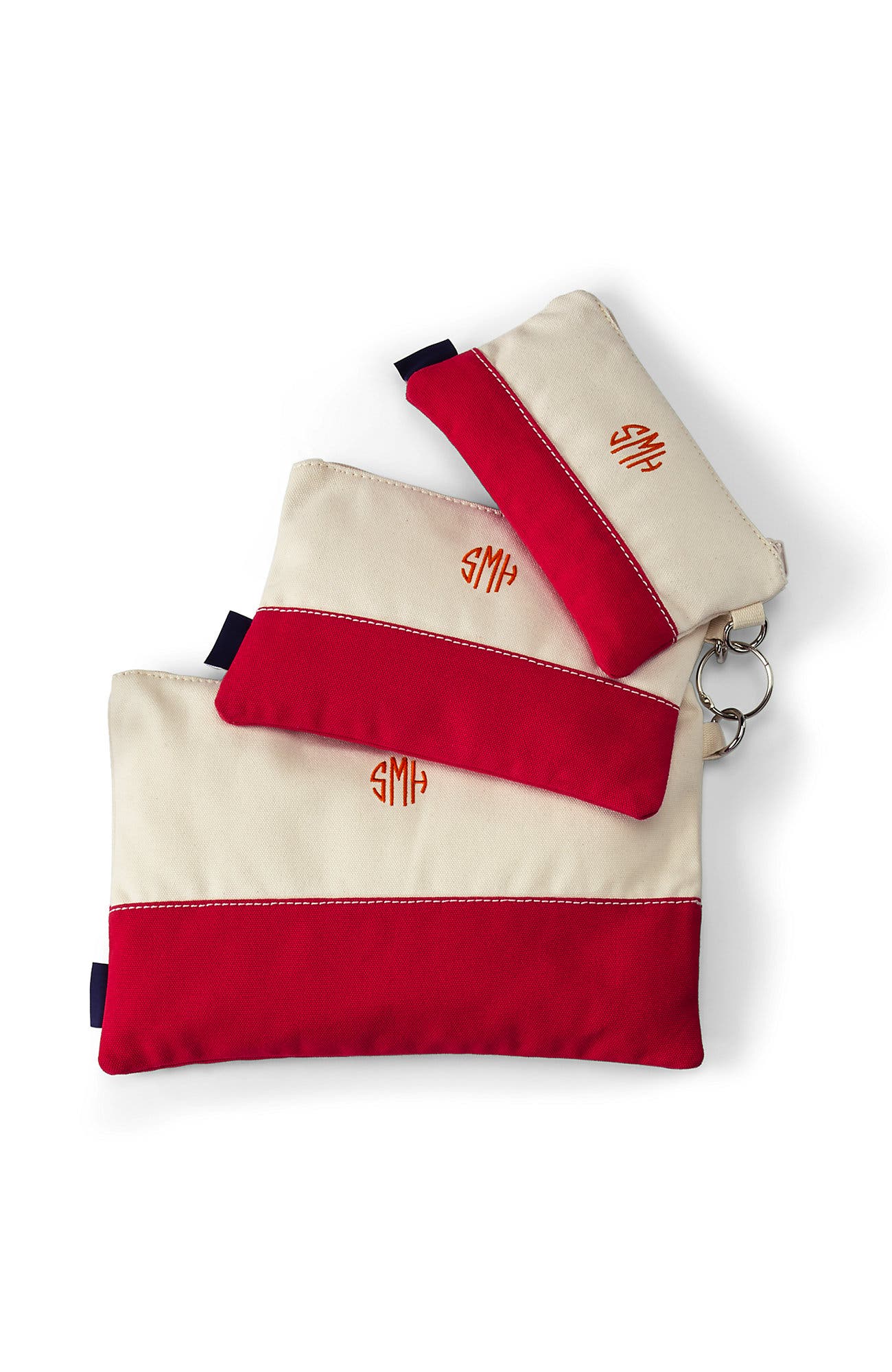 Zip Canvas Pouch 3 Pack, Alternate, color, Natural/Heritage Red