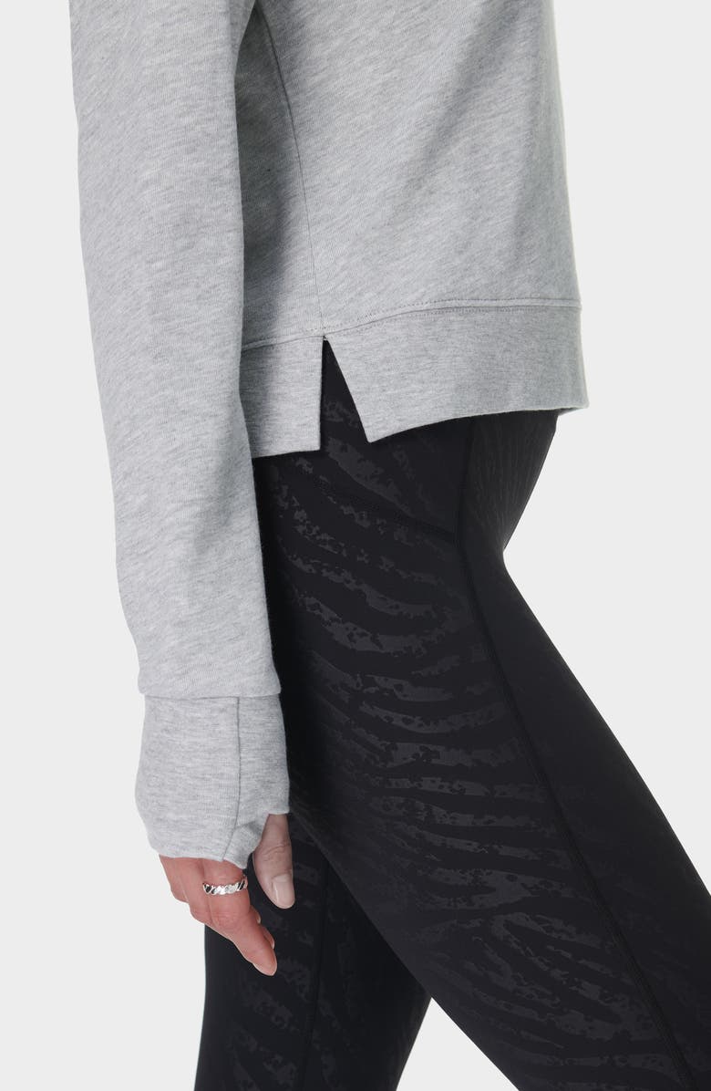 Sweaty Betty After Class Cotton Turtleneck Crop Sweatshirt, Alternate, color, Light Grey Marl