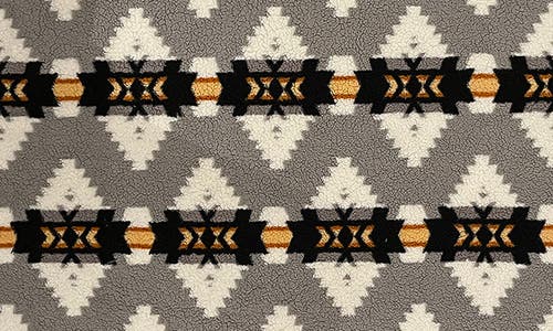 Luxe Faux Shearling Throw Blanket In Grey Print