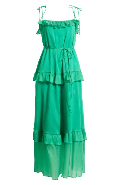 Julia Jordan Tie Strap Tiered Midi Dress In Green
