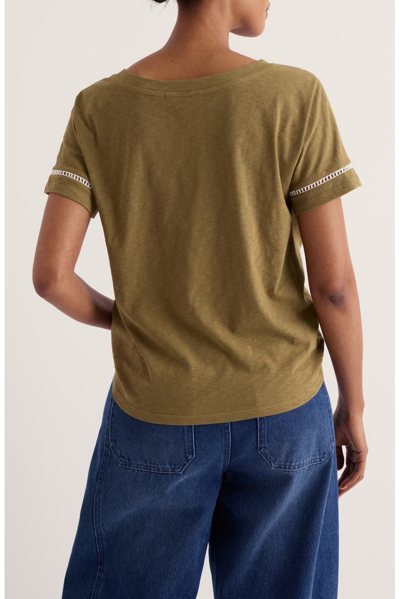 Stem Vase Embroidered Organic Cotton T-Shirt, Alternate, color, FERN MOSS