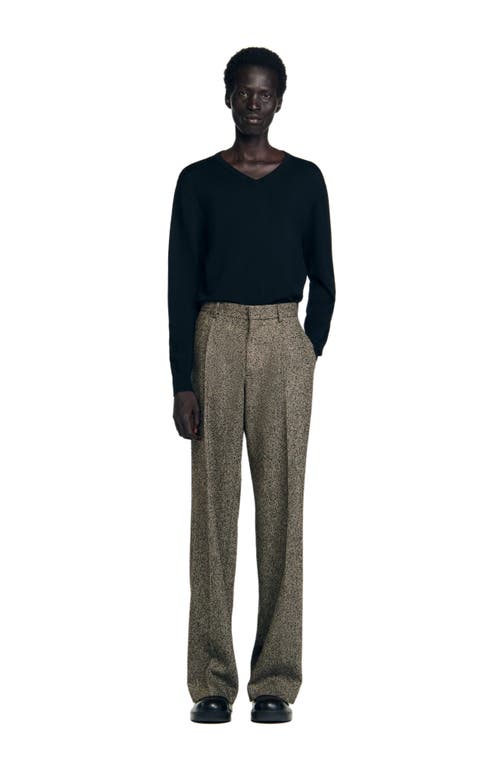Sandro Wide-leg Suit Trousers In Brown