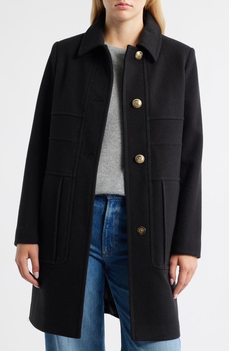 Sam Edelman Inset Waist Coat, Alternate, color, Black