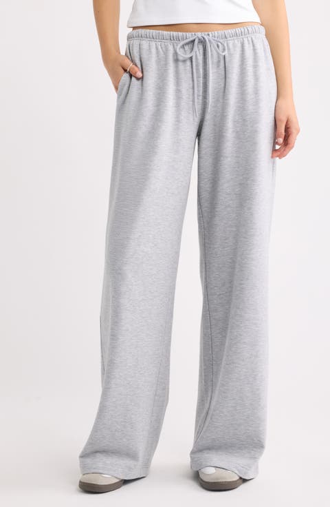 Narrow Waistband Baggy Wide Leg Sweatpants
