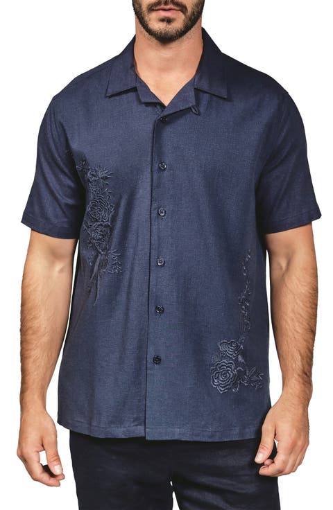Marco Floral Embroidered Camp Shirt