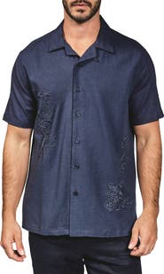 7 Diamonds Marco Floral Embroidered Camp Shirt