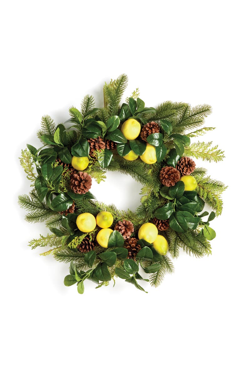Lemon & Mixed Botanicals Wreath 26", Main, color, Green