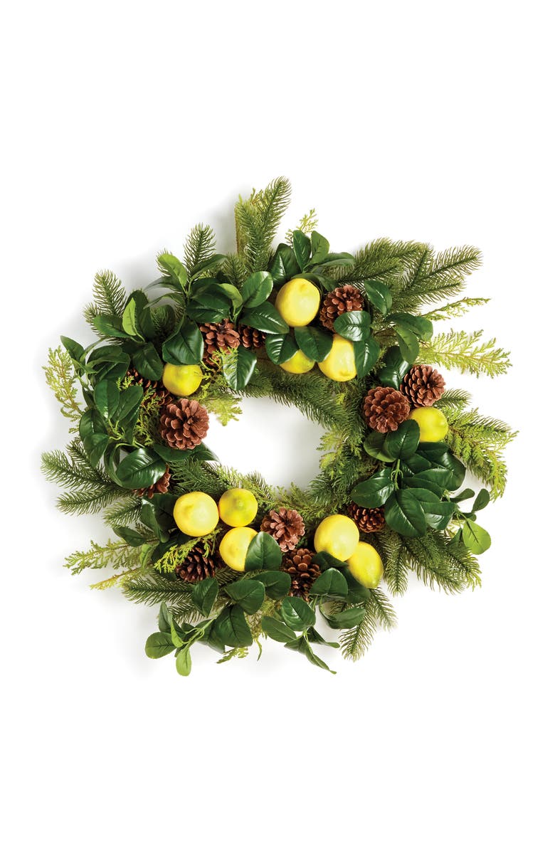 Napa Home & Garden Lemon & Mixed Botanicals Wreath 26", Main, color, 