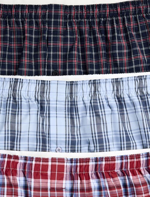 Harbor Bay By Dxl Big & Tall 3-pack Plaid Woven Boxers In Red