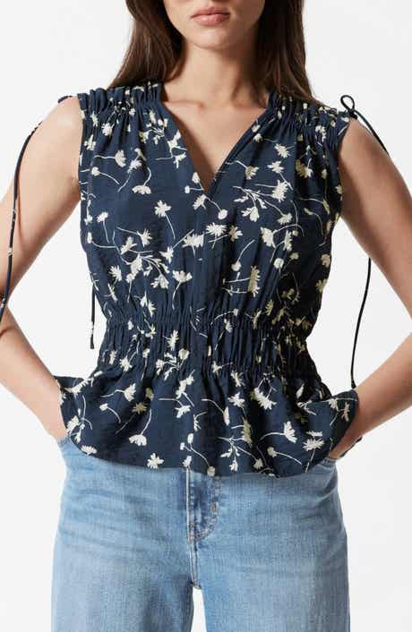 & Other Stories Drawstring Tie Shirred Waist Top