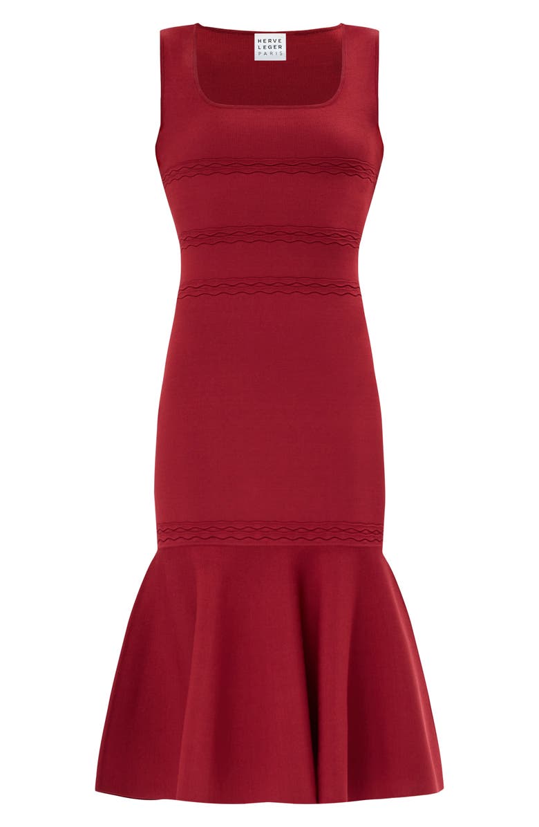 Herve Leger The Camille Flute Hem Dress, Alternate, color, Cabernet