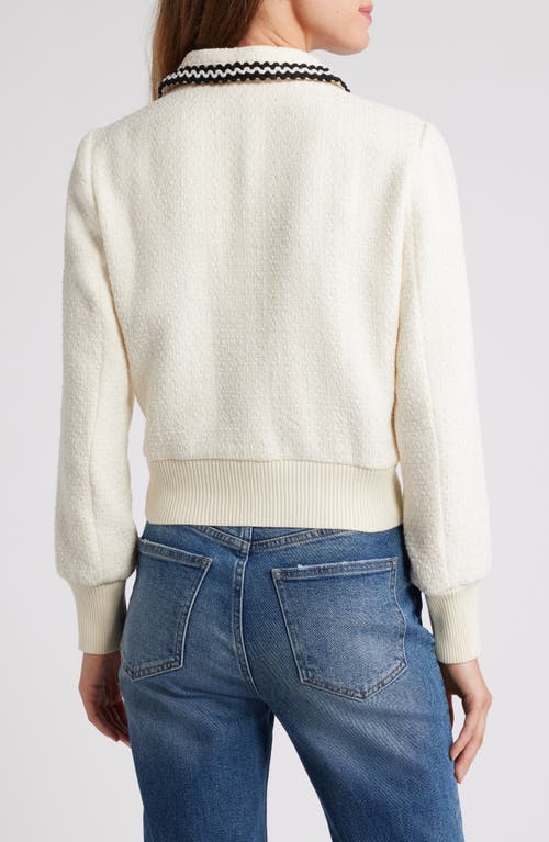 Zoe And Claire Collar Tweed Cardigan In Cream
