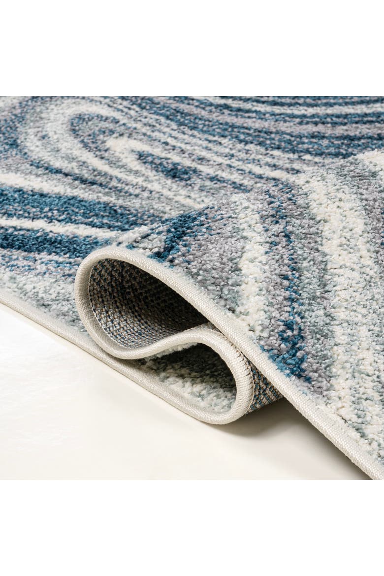 Eleni Contemporary Glam Abstract Marble Area Rug, Alternate, color, Turquoise/Cream