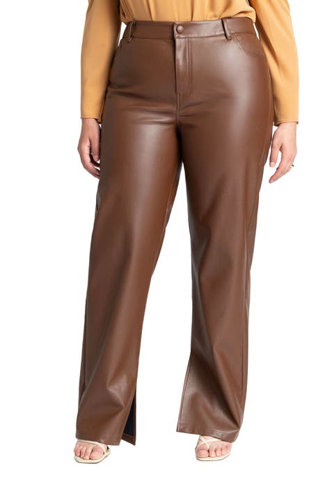 Slit Hem Faux Leather Pant (Plus Available)