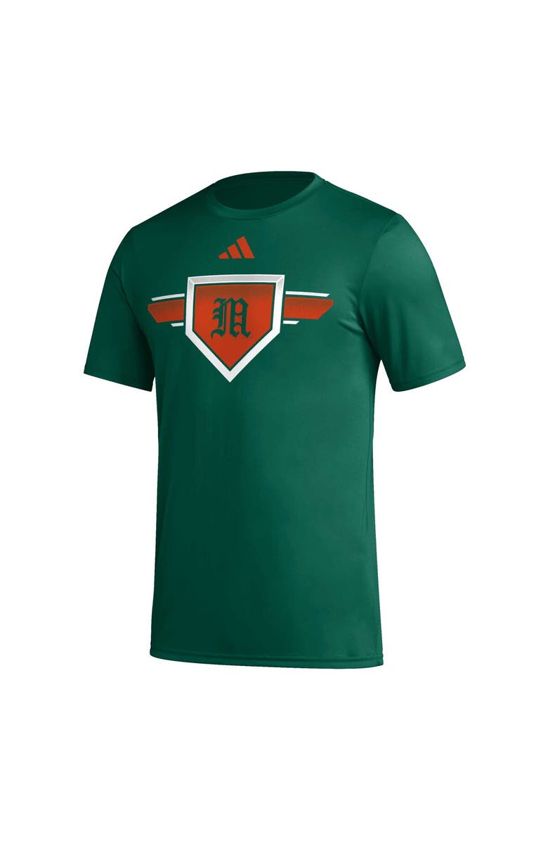 adidas Men's adidas Green Miami Hurricanes 2023/24 AEROREADY Homeland Plate Pregame T-Shirt, Alternate, color, 