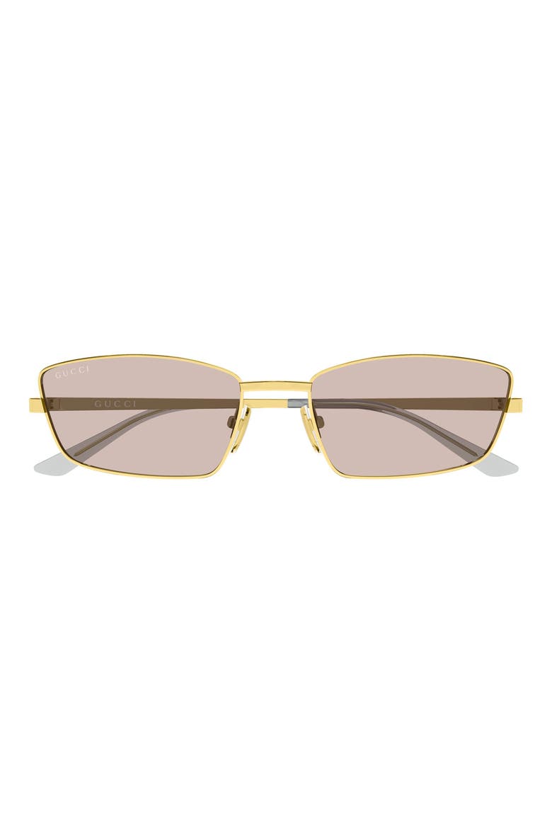 61mm Gradient Rectangle Sunglasses, Main, color, GOLD