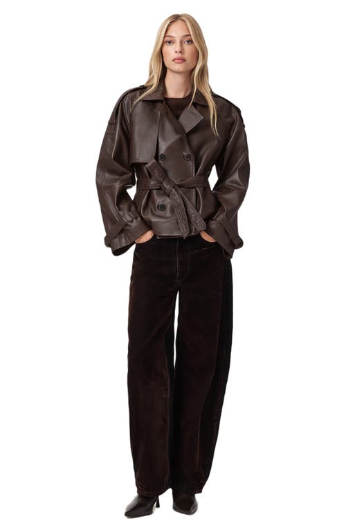 Allsaints Reed Leather Trench Jacket In Brown