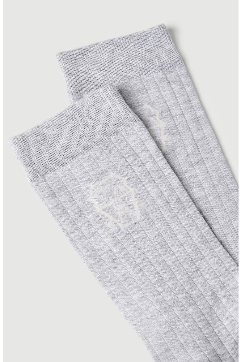 Cotton chalk stripe effect socks with logo, Alternate, color, Fog