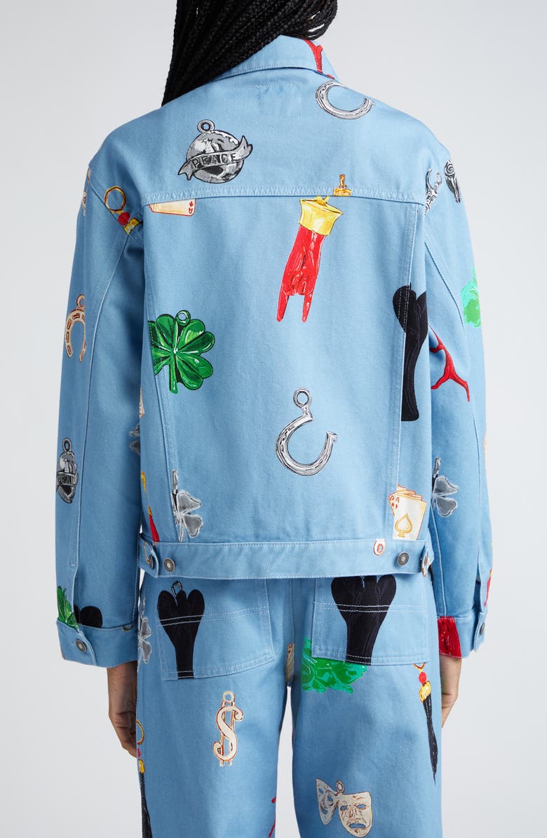 Sky High Farm Workwear Gender Inclusive Charm Print Denim Jacket, Alternate, color,