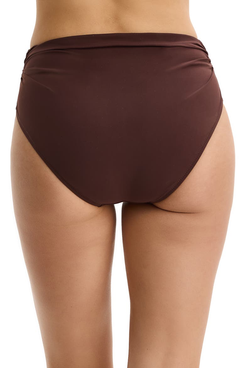 Dream Weaver Shirred High Waist Swim Bottom, Alternate, color, Brown