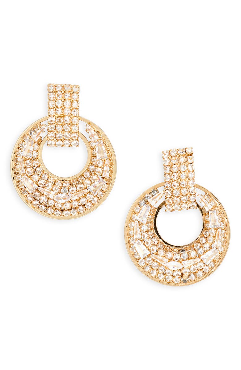 Tasha Curve Hourglass Drop Earrings, Main, color, Gold Crystal