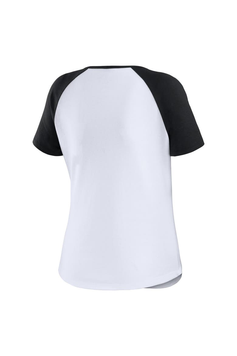 Women's WEAR by Erin Andrews White/Black San Francisco Giants Henley Raglan T-Shirt, Alternate, color, White