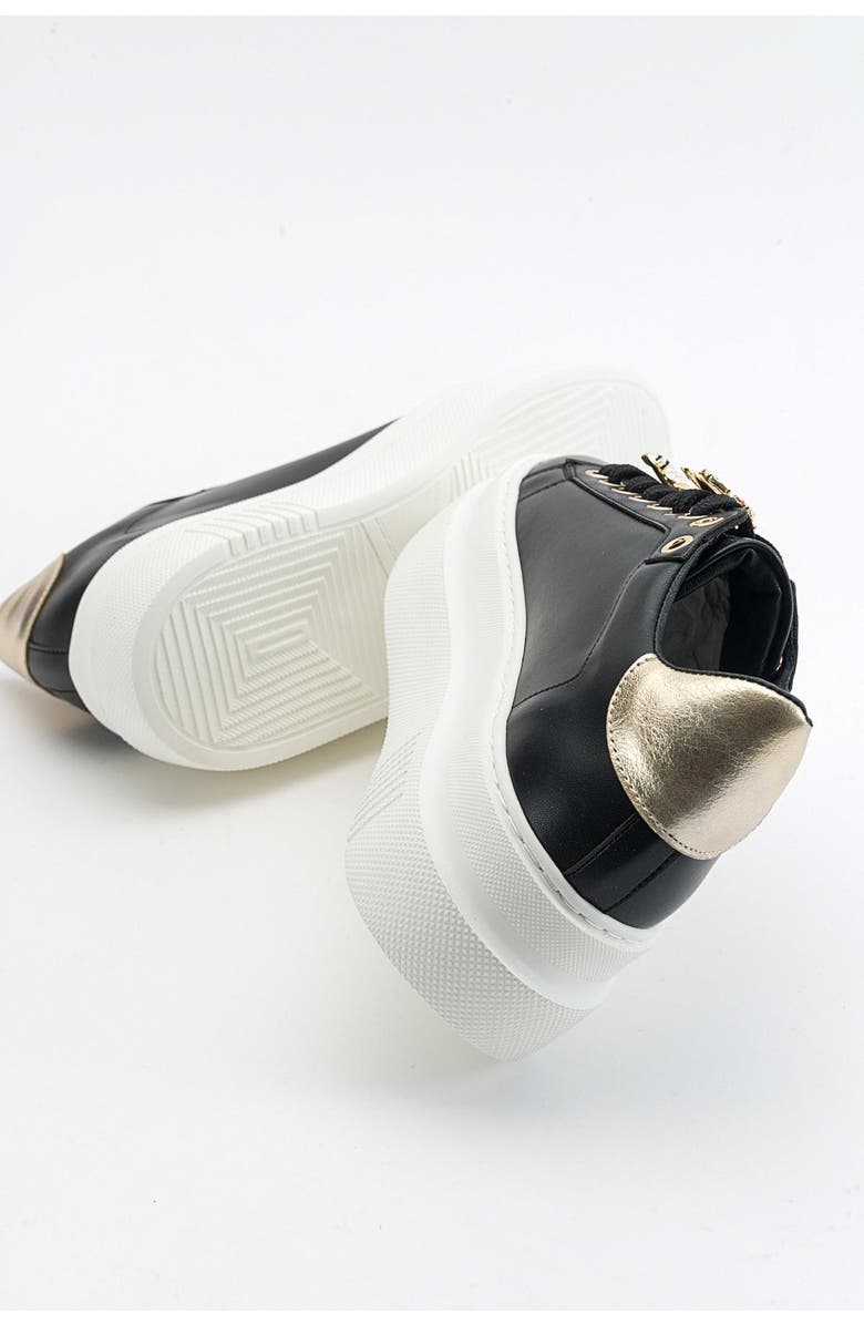 Prologue Shoes Ater Bee Buckle Sneakers, Alternate, color, Black Faux Leather