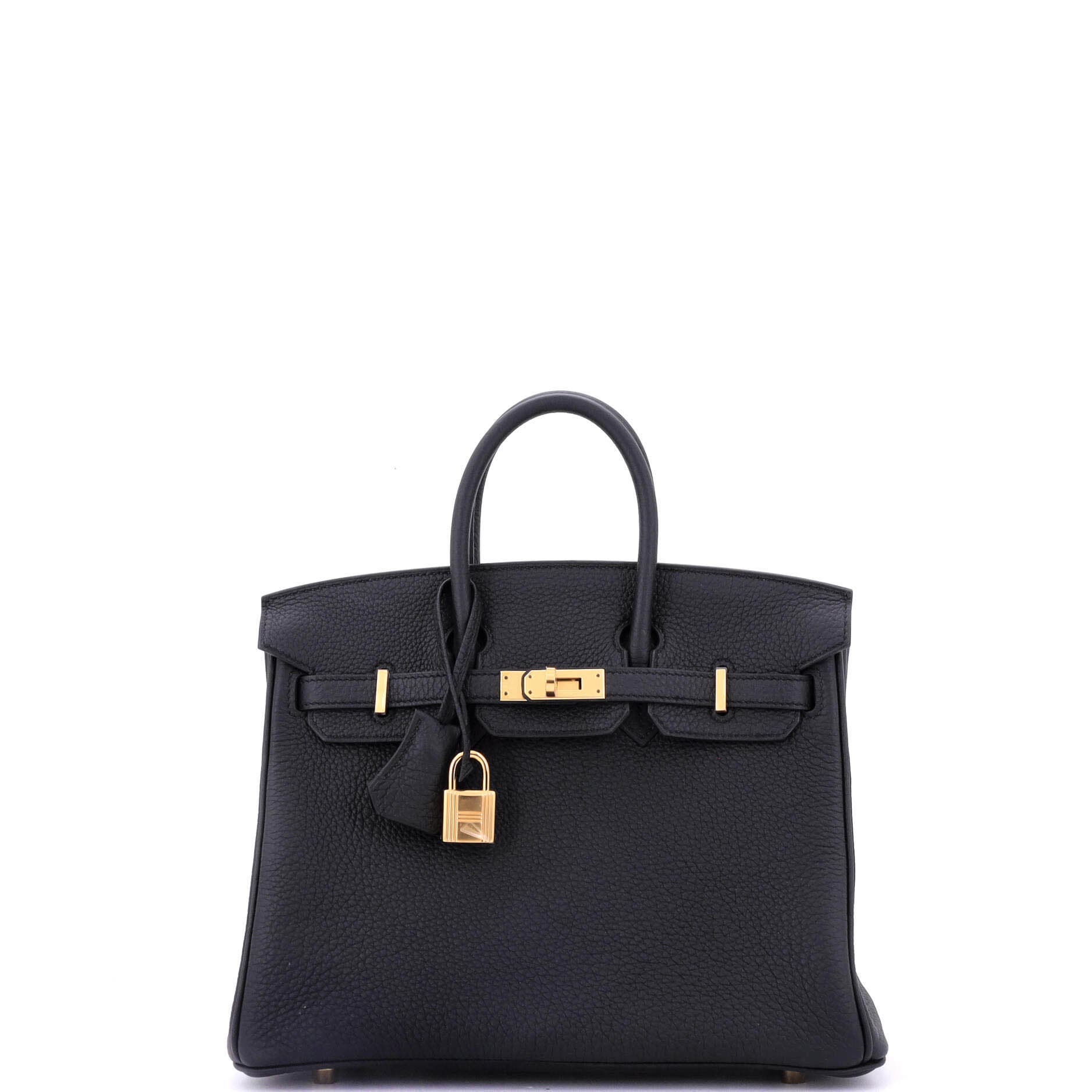 Pre-Owned Hermes Birkin Handbag Black Togo with Gold Hardware 25, Main, color, 