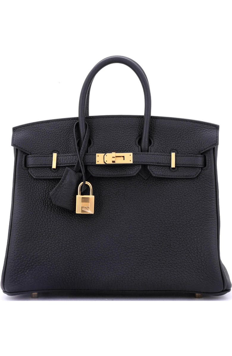 Pre-Owned Hermes Birkin Handbag Black Togo with Gold Hardware 25, Main, color,