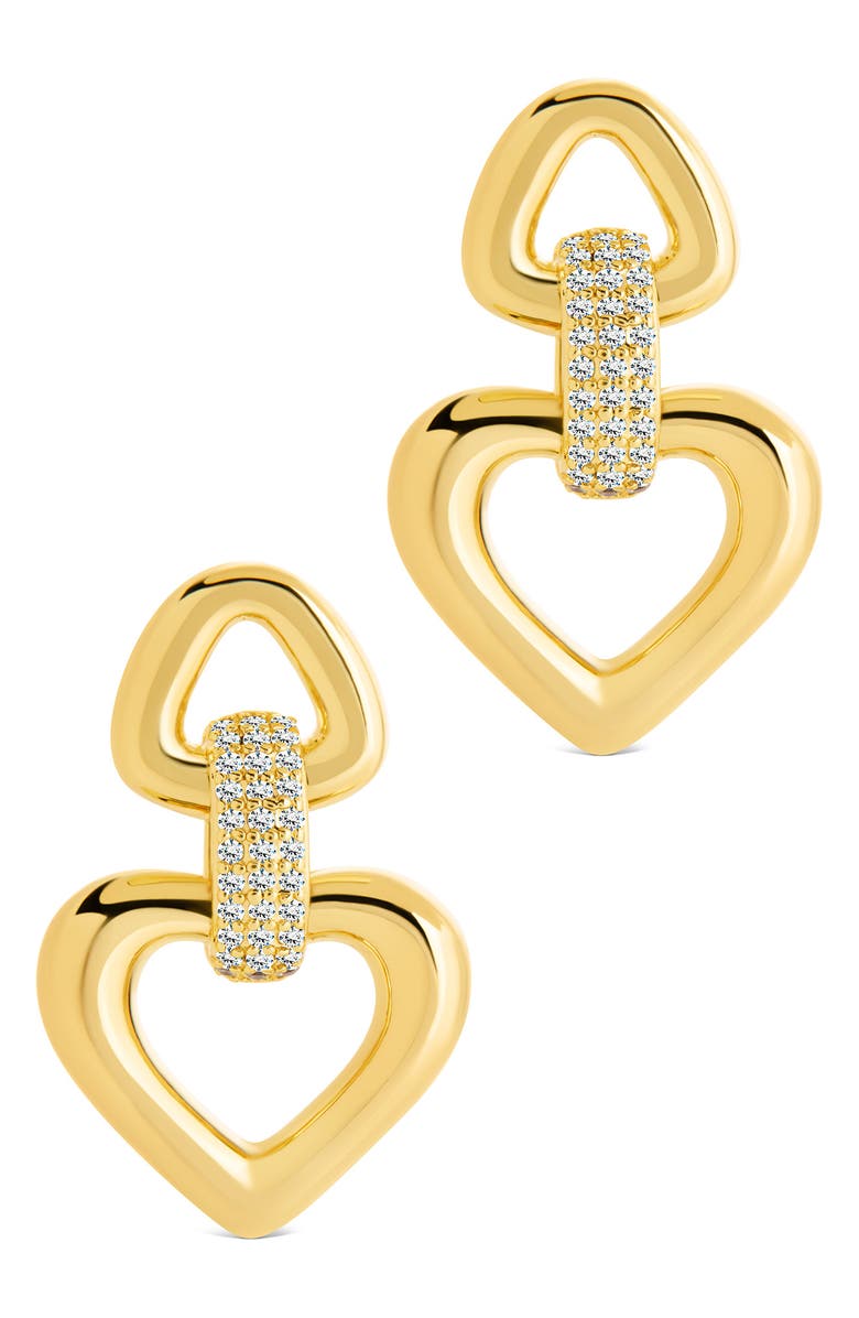 Sterling Forever Marcia Cubic Zirconia Door Knocker Earrings, Alternate, color, Gold