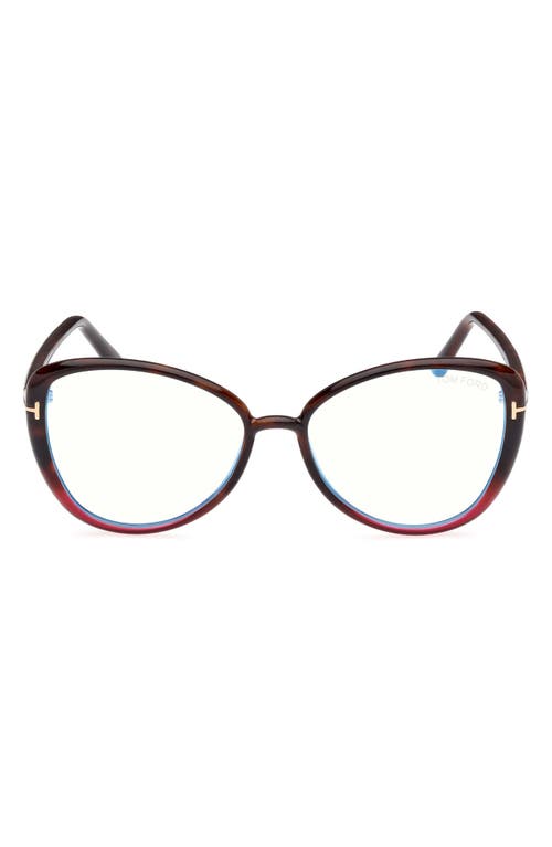 Tom Ford 55mm Butterfly Blue Light Blocking Optical Glasses In Purple
