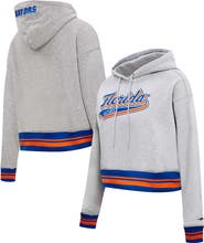 PRO STANDARD Women's Pro Standard Heather Gray Florida Gators Script Tail Fleece Cropped Pullover Hoodie