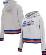 PRO STANDARD Women's Pro Standard Heather Gray Florida Gators Script Tail Fleece Cropped Pullover Hoodie