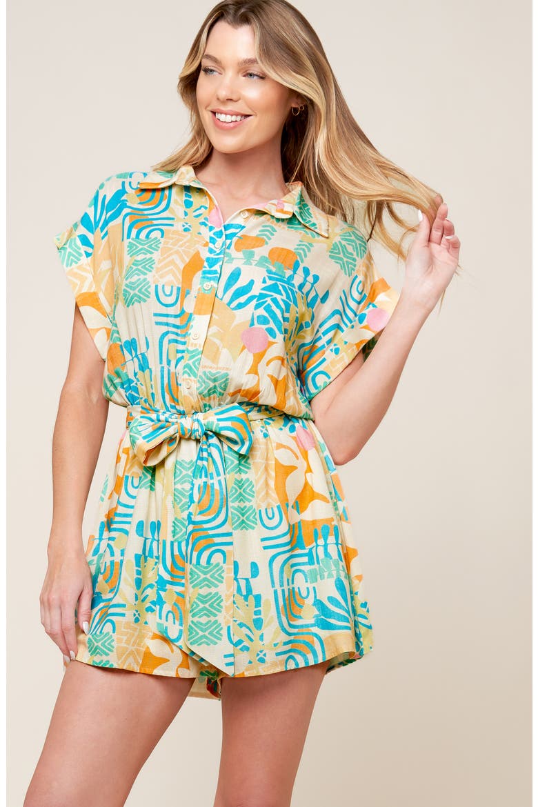 Print Collared Romper, Alternate, color, OFF WHITE MULTI