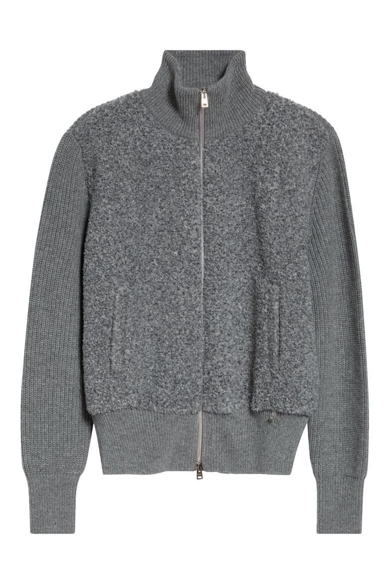 Mixed Media Faux Shearling Jacket, Main, color, 9406 GRIGIO PERLA
