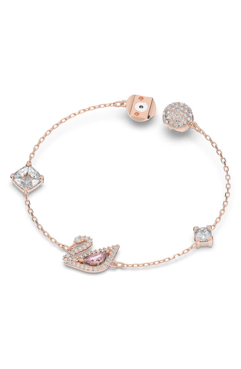 Swarovski Swan Station Bracelet, Alternate, color, Pink