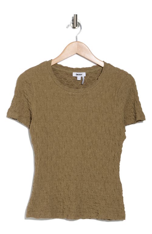 Shop Donna Karan Puckered Short Sleeve T-shirt In Utility Green