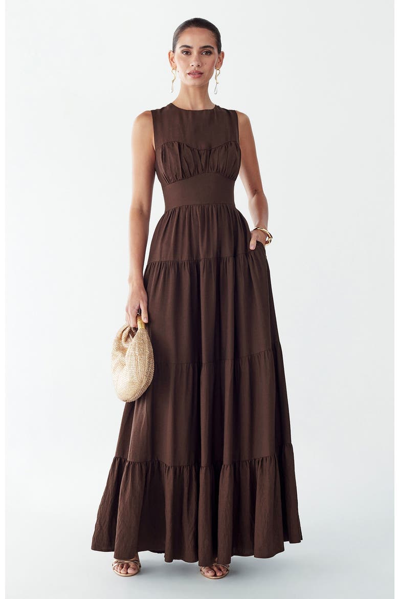 Elowyn Maxi Dress, Main, color, Chocolate