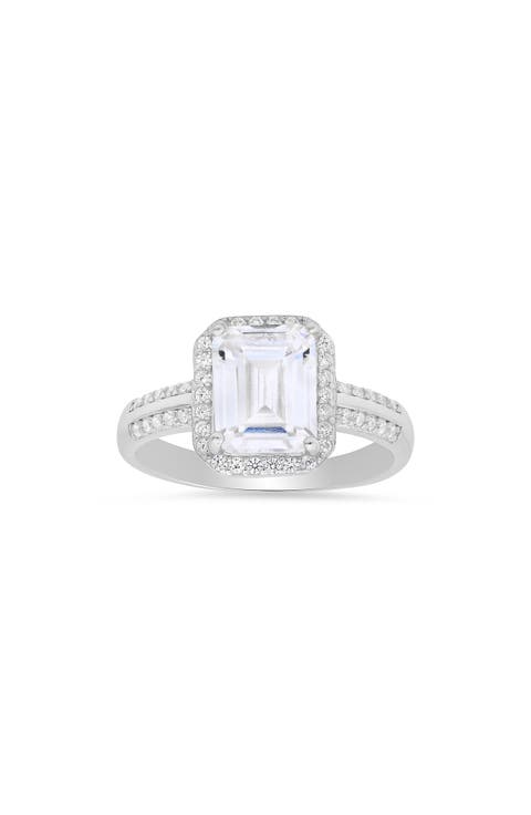 Sterling Silver Emerald Cut CZ Ring