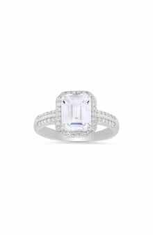 Queen Jewels Sterling Silver Emerald Cut CZ Ring
