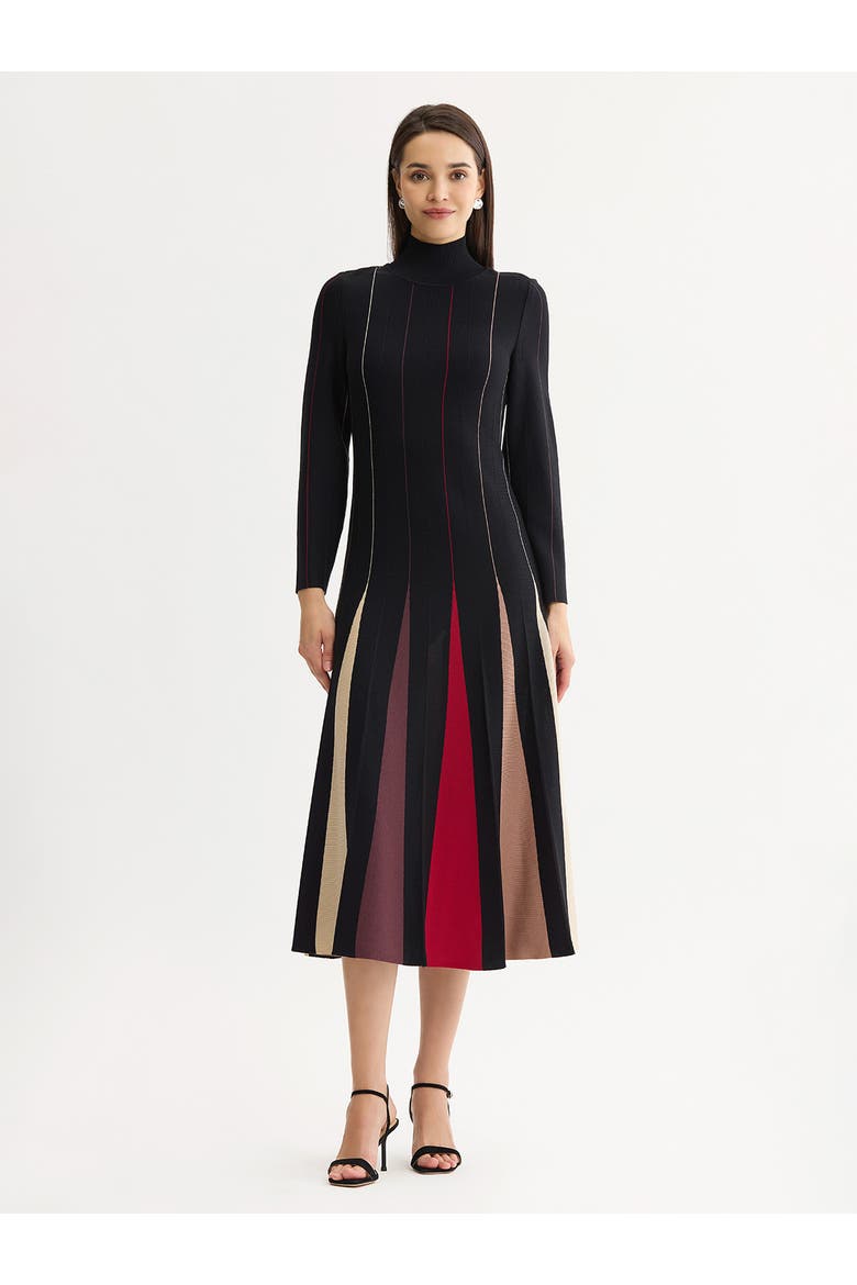 Fit & Flare Multi-Color Soft Knit Maxi Dress, Main, color, Scarlet Red/Mahogany/Charmeuse