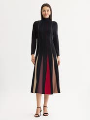 Misook Fit & Flare Multi-Color Soft Knit Maxi Dress