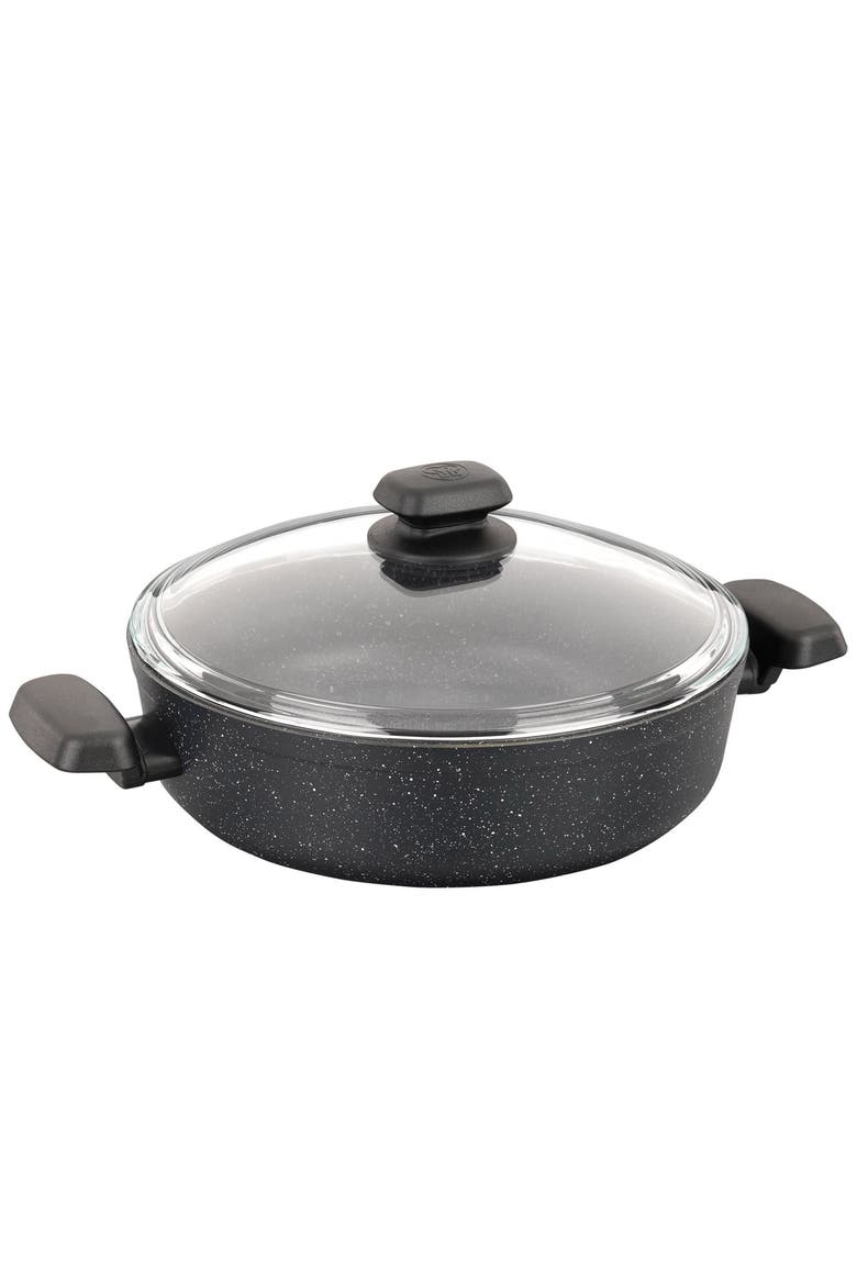 Ornella Non Stick 9.5 Inch 2.5 Liter Low Casserole with Lid, Main, color, Black