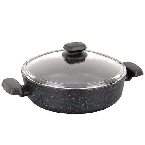 Korkmaz Ornella Non Stick 9.5 Inch 2.5 Liter Low Casserole With Lid In Black