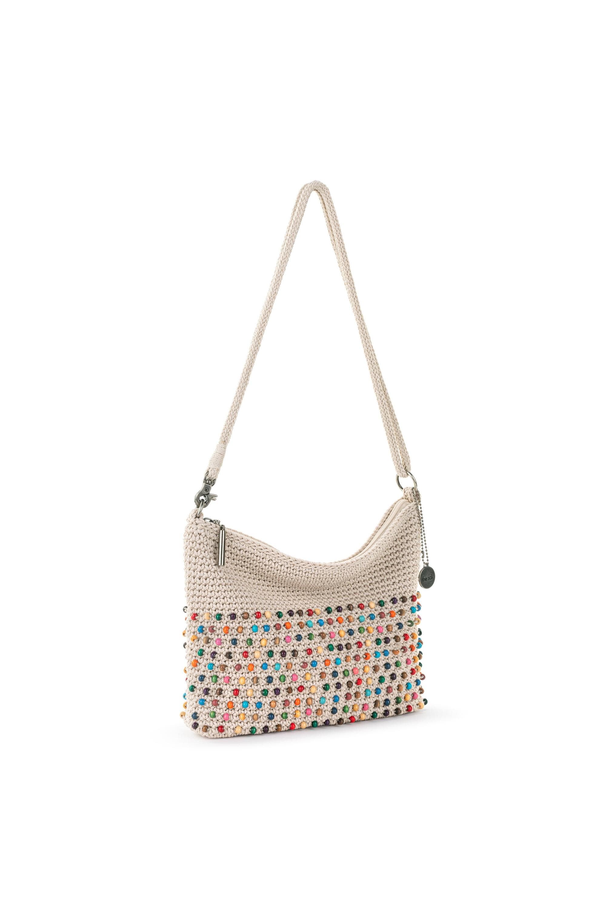 Lumi Covertible Crossbody Hand Crochet Bag, Alternate, color, Ecru Multi Beads