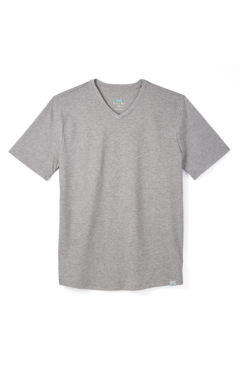 Myles Apparel Everyday Tee with V-Neck, Main, color, Heather Gray