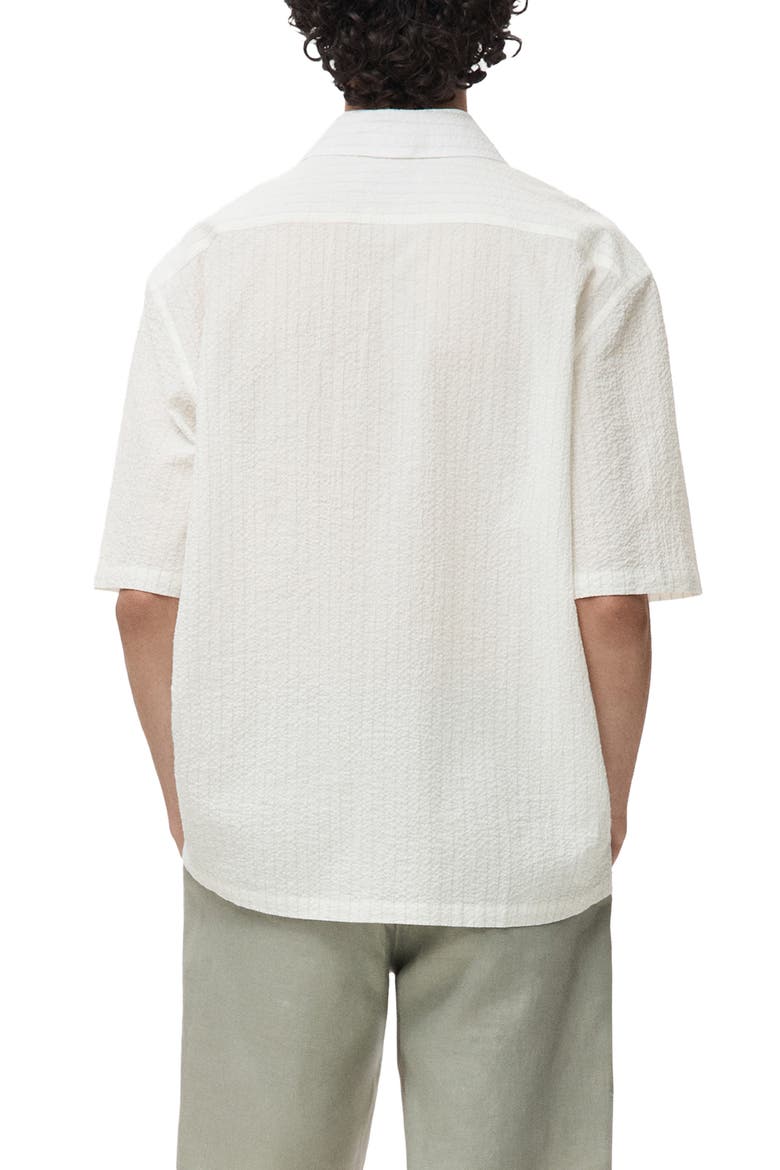 Stripe Relaxed Fit Stretch Cotton Camp Shirt, Alternate, color, OFF WHITE