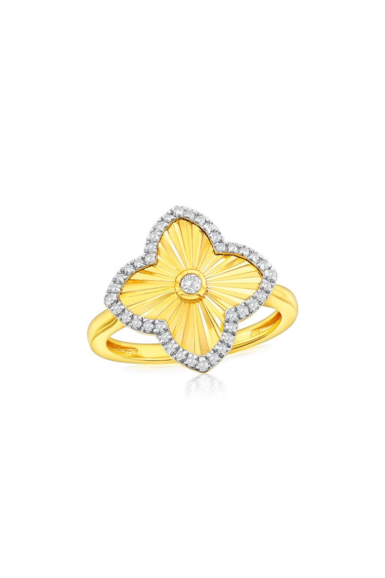 Cubic Zirconia Border Flower Ring, Main, color, TWO-TONE