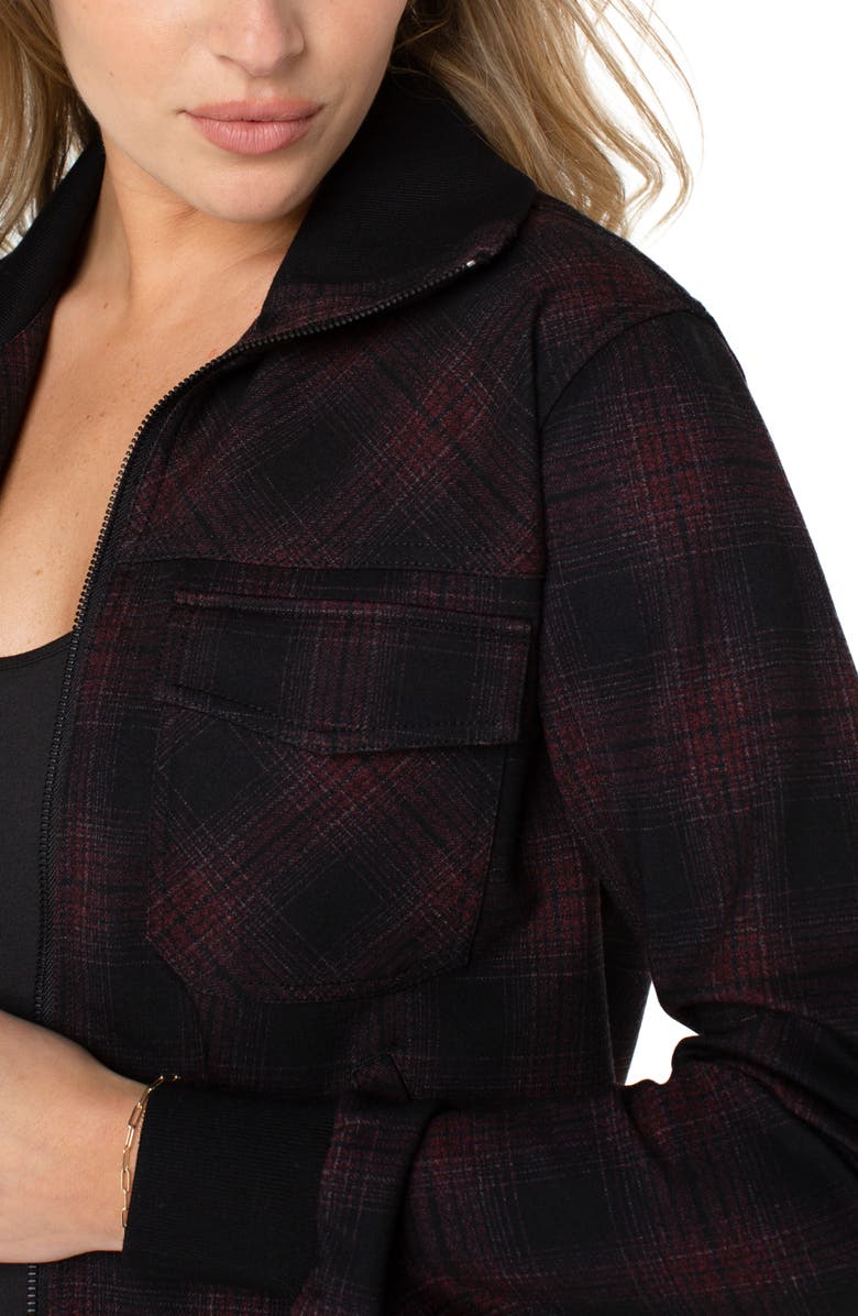 Liverpool Los Angeles Plaid Rib Collar Knit Bomber Jacket, Alternate, color, 