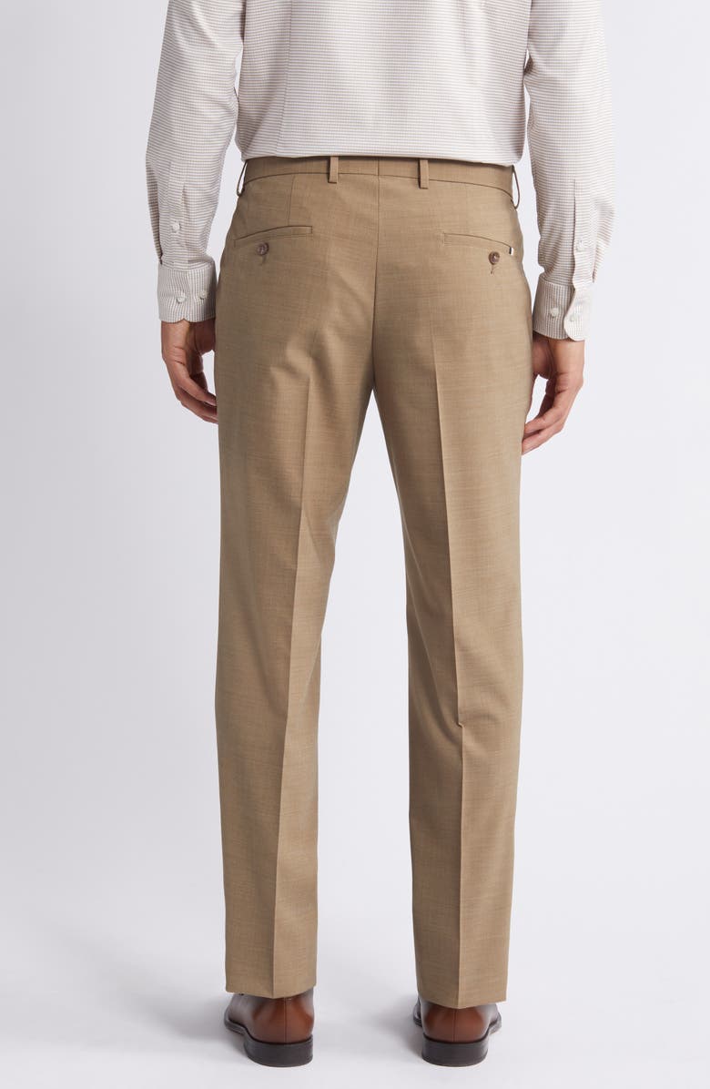 BOSS Genius Virgin Wool Blend Flat Front Dress Pants, Alternate, color, Open Beige